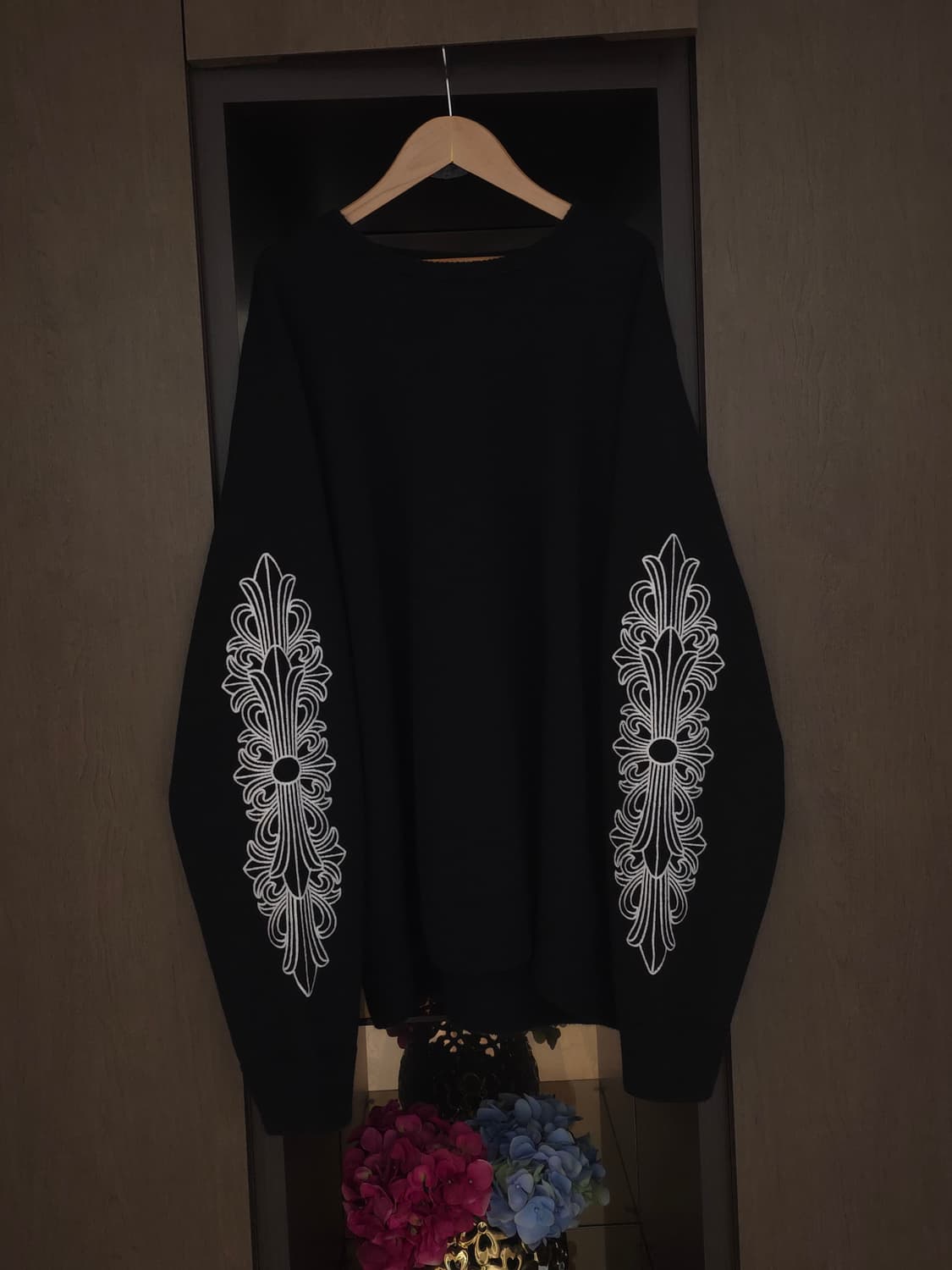 [XL] 크롬하츠 플로랄 자수 캐시미어 니트 블랙 상품이미지2