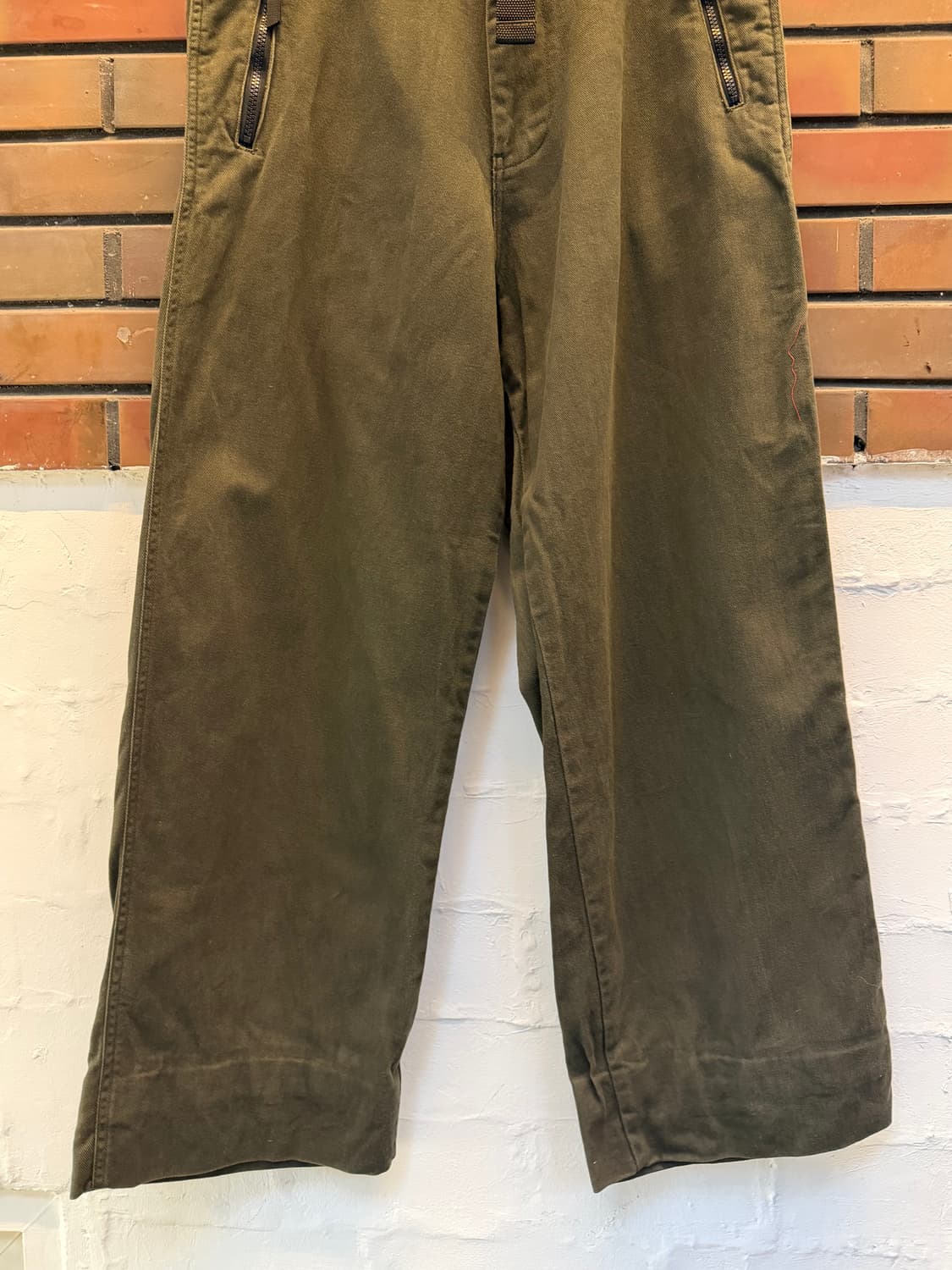 Warp 코튼 벨티드 와이드 팬츠 카키 L 상품이미지3