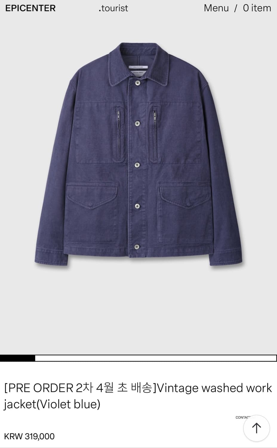 [M]에피센터 투어리스트vintage washed work jacket 상품이미지1