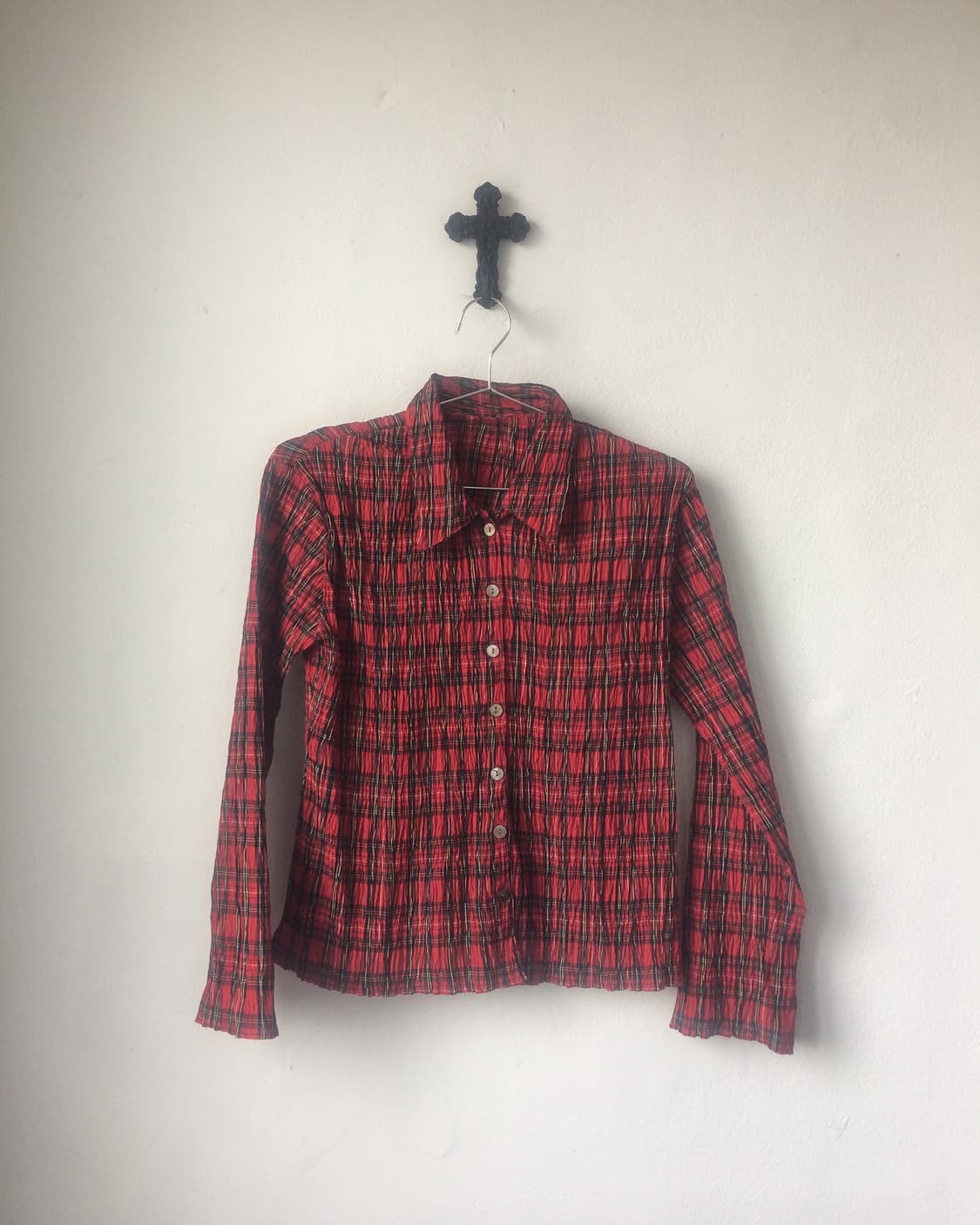Check pattern pleats shirt 상품이미지2