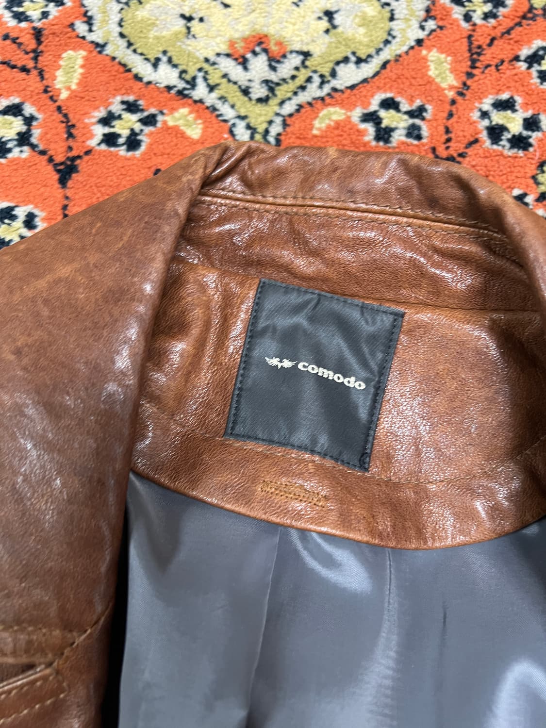 [L] 코모도 comodo 빈티지 브라운 트렌치 양가죽 레더자켓 상품이미지7