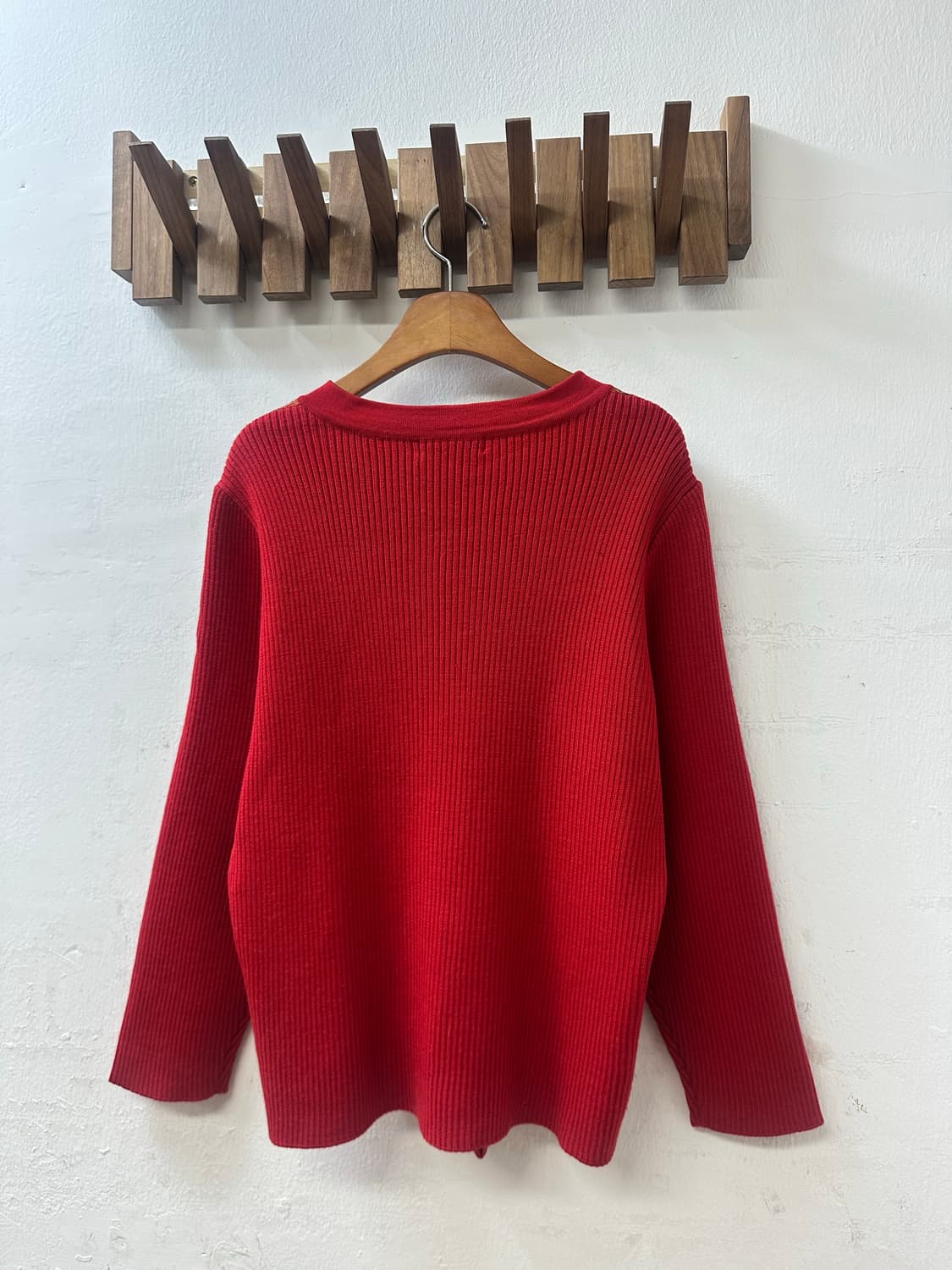 일본빈티지 울100% 페어아일 패턴 커버드 버튼 니트 가디건 상품이미지6