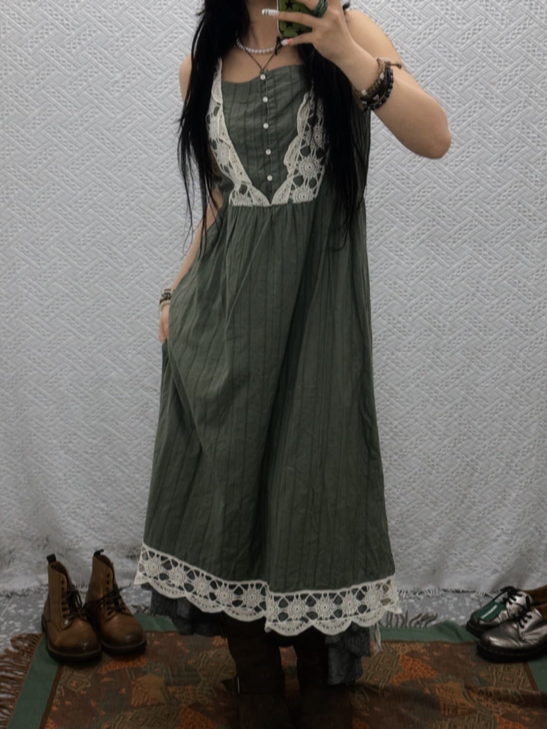 빈티지 러블리 모리걸 레이스 베이비돌 슬리브리스 롱원피스 K0113 상품이미지2