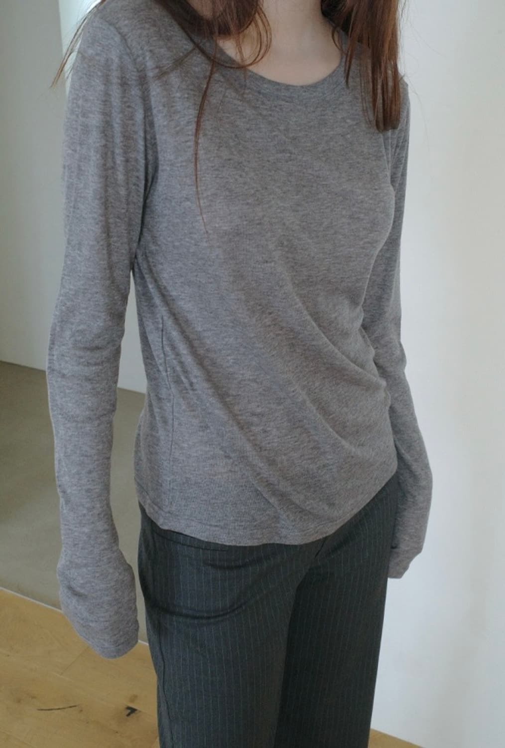 새 상품) 애프터먼데이 루즈 크롭 슬럽 티 아이보리 상품이미지1