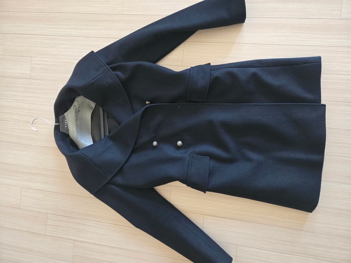 타임옴므 하이넥 더블 코트(검정) 상품이미지4