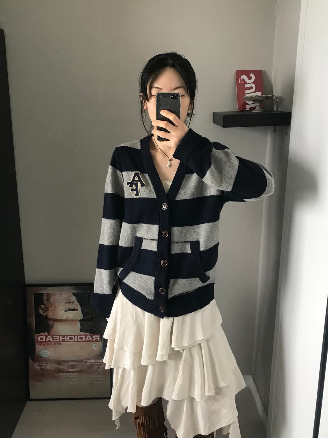 아베크롬비 자수 로고 스트라이프 울 니트 가디건 상품이미지4