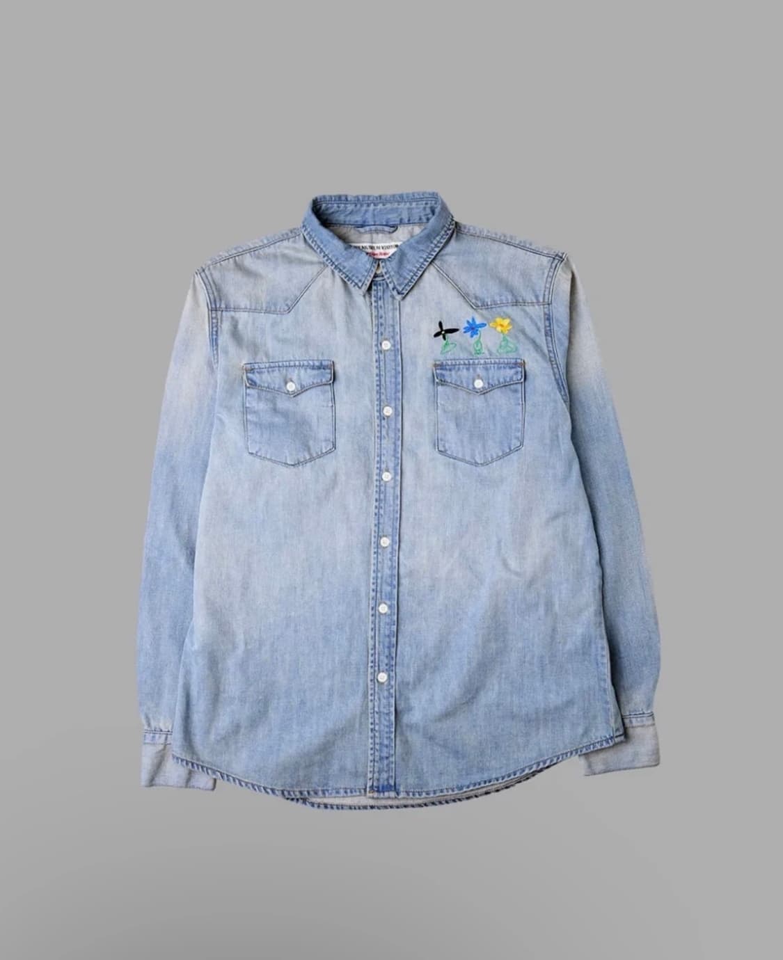 더뮤지엄비지터 플라워 데님 셔츠 상품이미지1