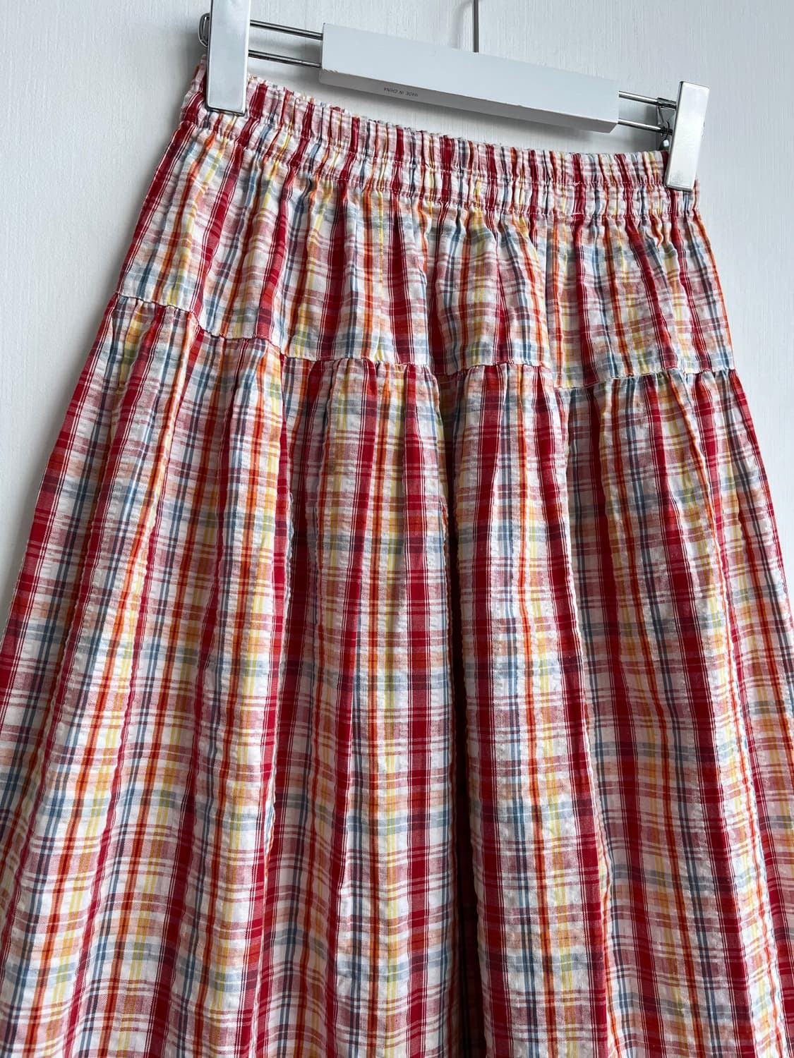 레드 체크 프릴 롱 스커트 상품이미지2