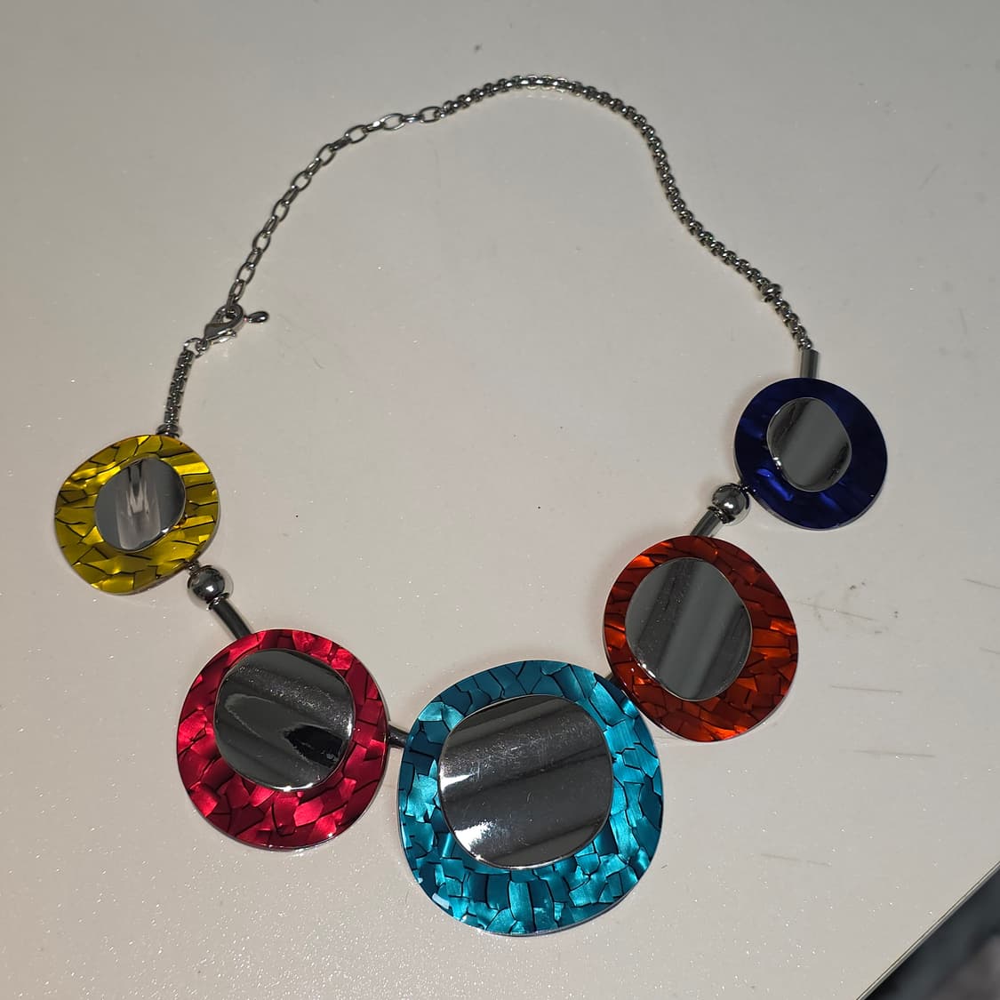 일본빈티지)보헤미안 컬러풀 원형 팬던트 유니크 y2k 모리걸 비즈목걸이 상품이미지1