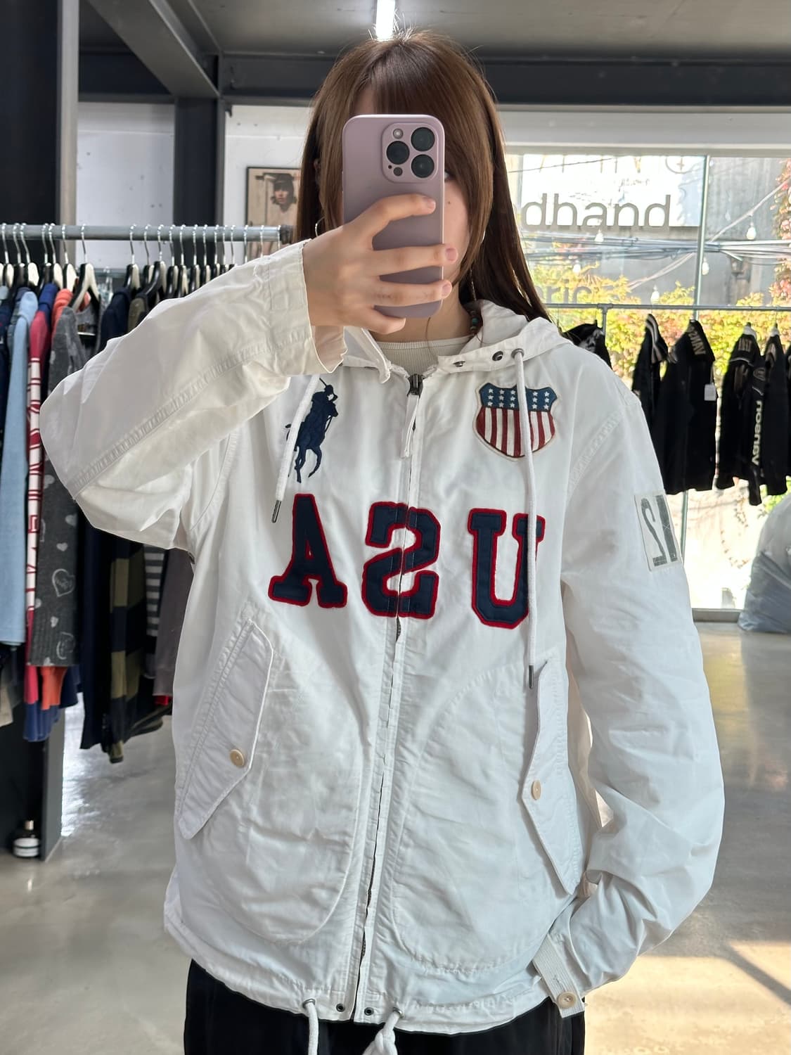 폴로 랄프로렌 USA 빅포니 코튼나일론 컴뱃자켓 화이트 상품이미지4