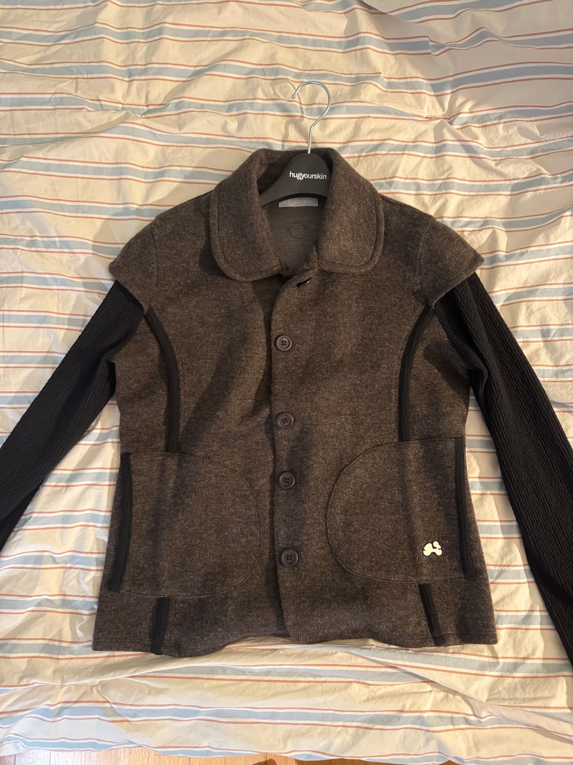 허그유어스킨 라운드 카라 니트 자켓 (브라운) 상품이미지2