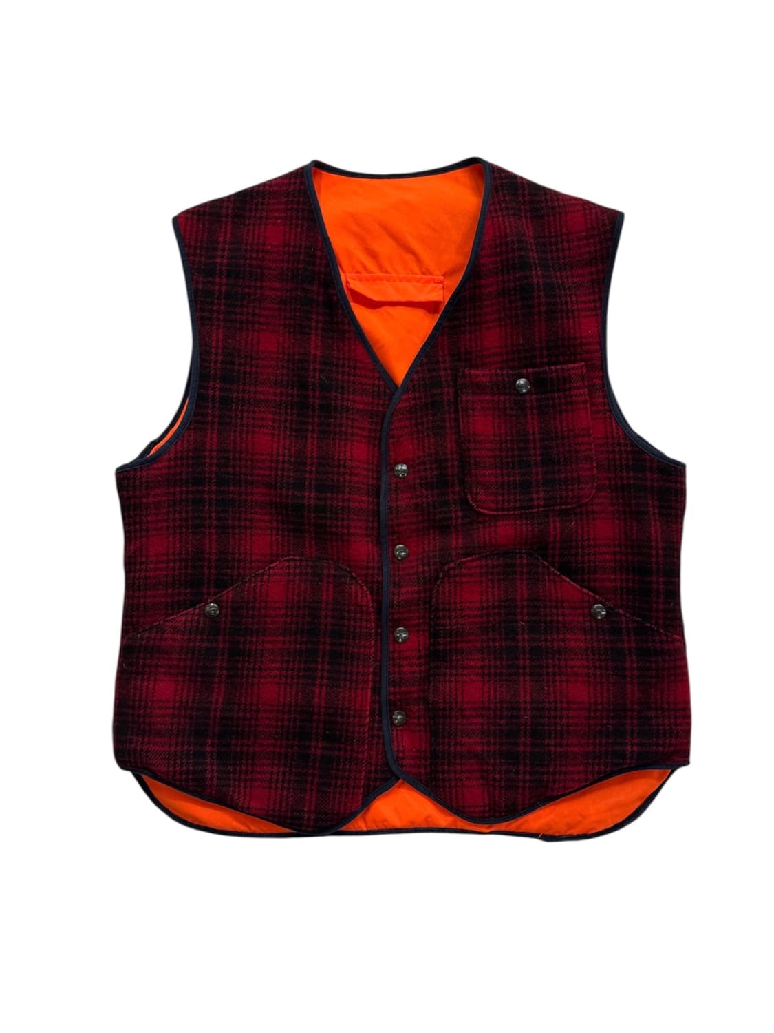 80s 울리치 리버시블 버팔로 체크 울 헌팅베스트 상품이미지1