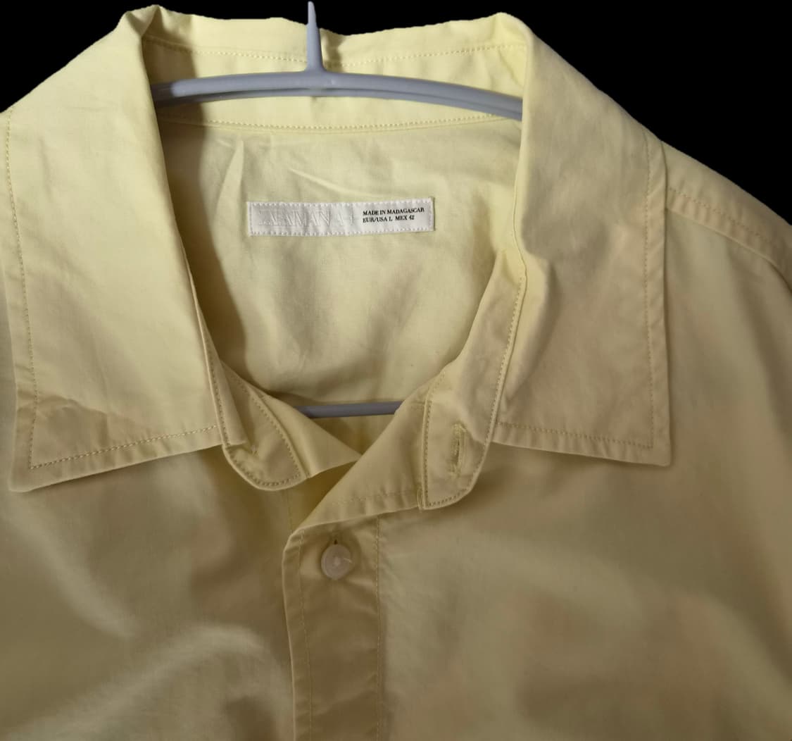 Zara  코튼-라이오셀  포켓 셔츠 (yellow) L 상품이미지6