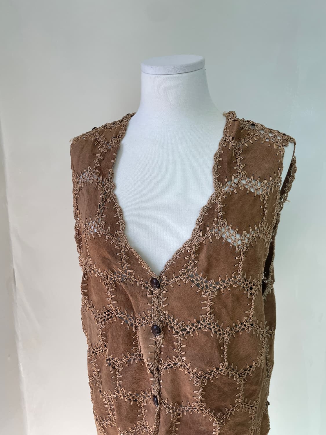 빈티지 브라운 시스루 레더 베스트  상품이미지2