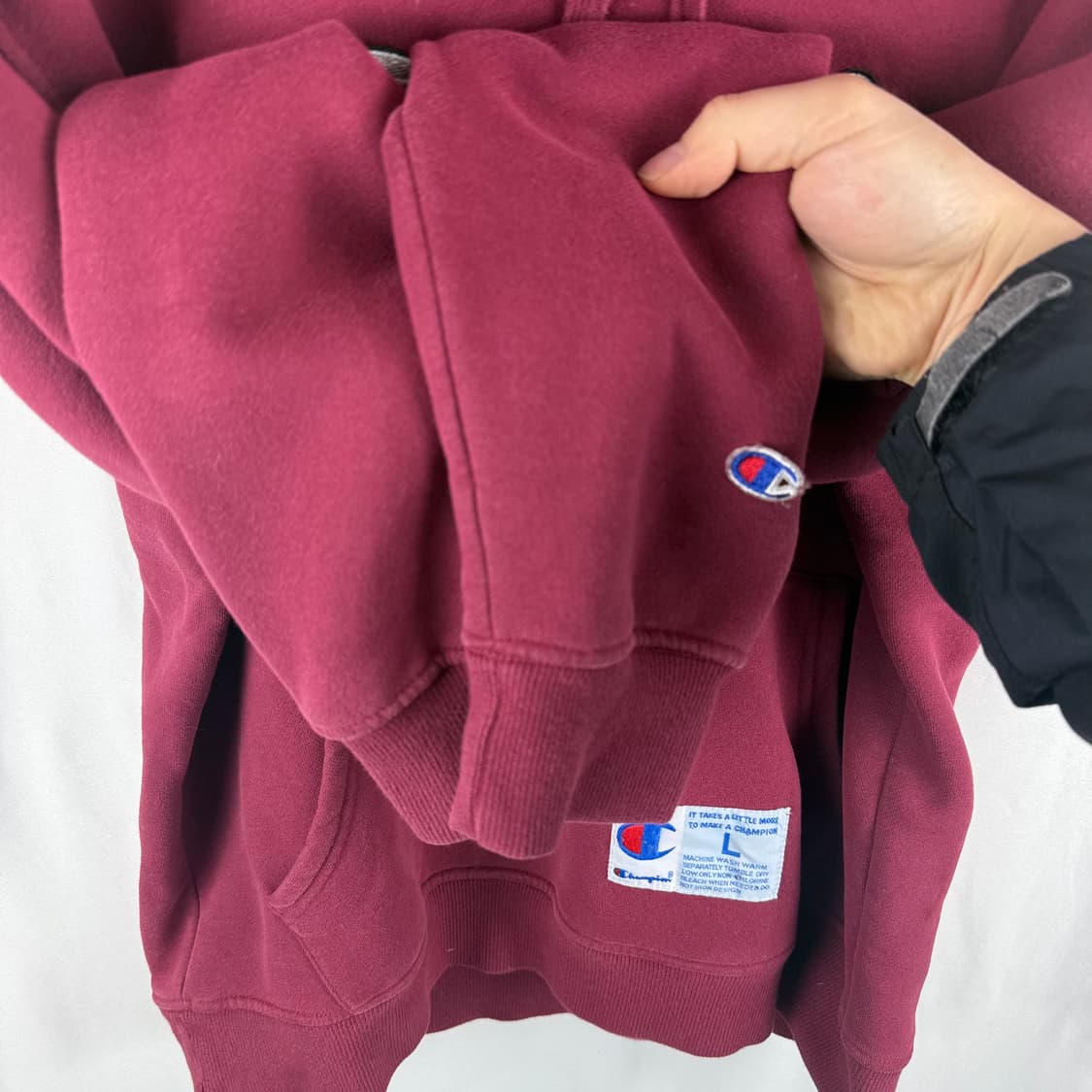 L) 챔피온 스탠다드 패치 로고 후드티 버건디 상품이미지5
