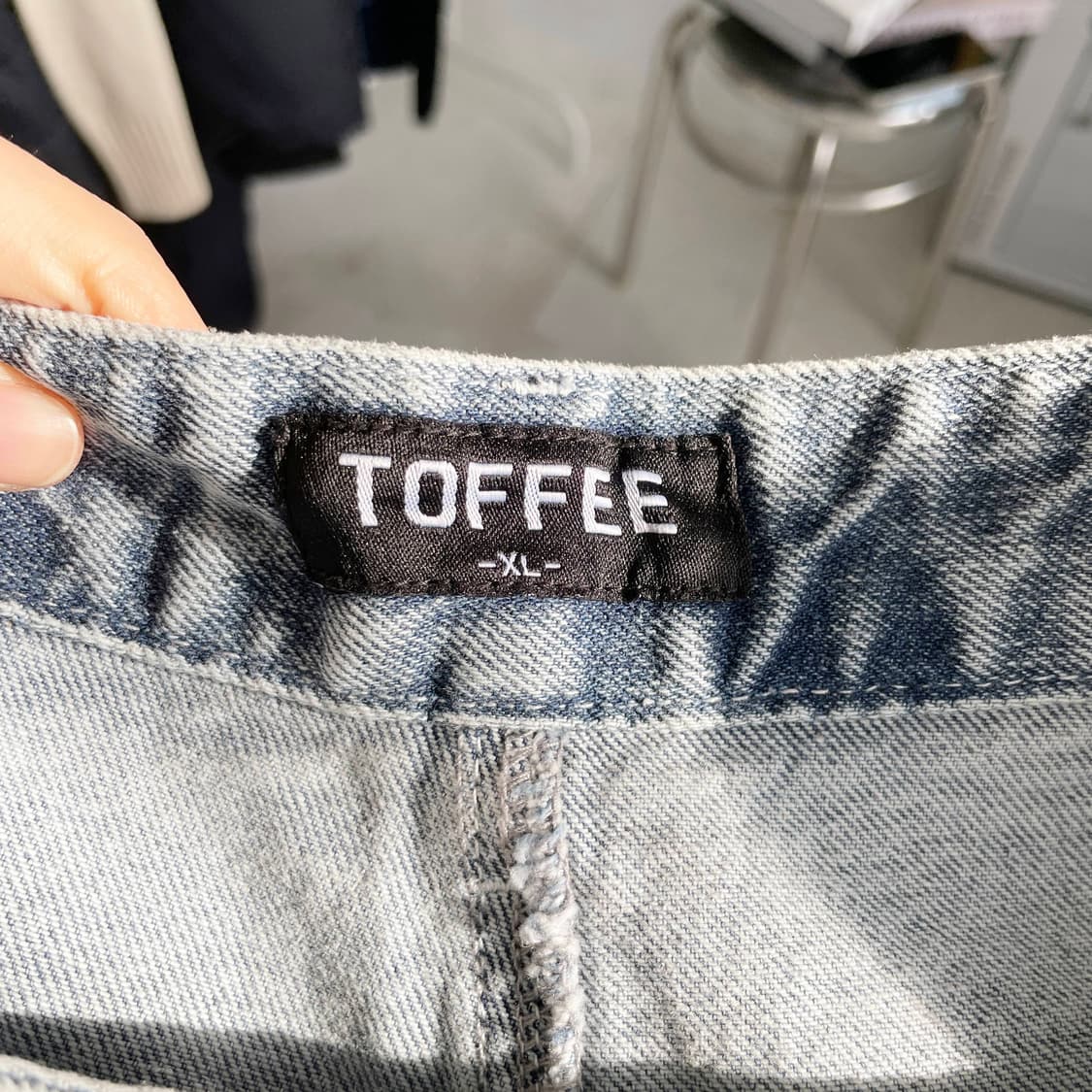 D1 새상품 연청 와이드 데님팬츠  34사이즈 상품이미지4