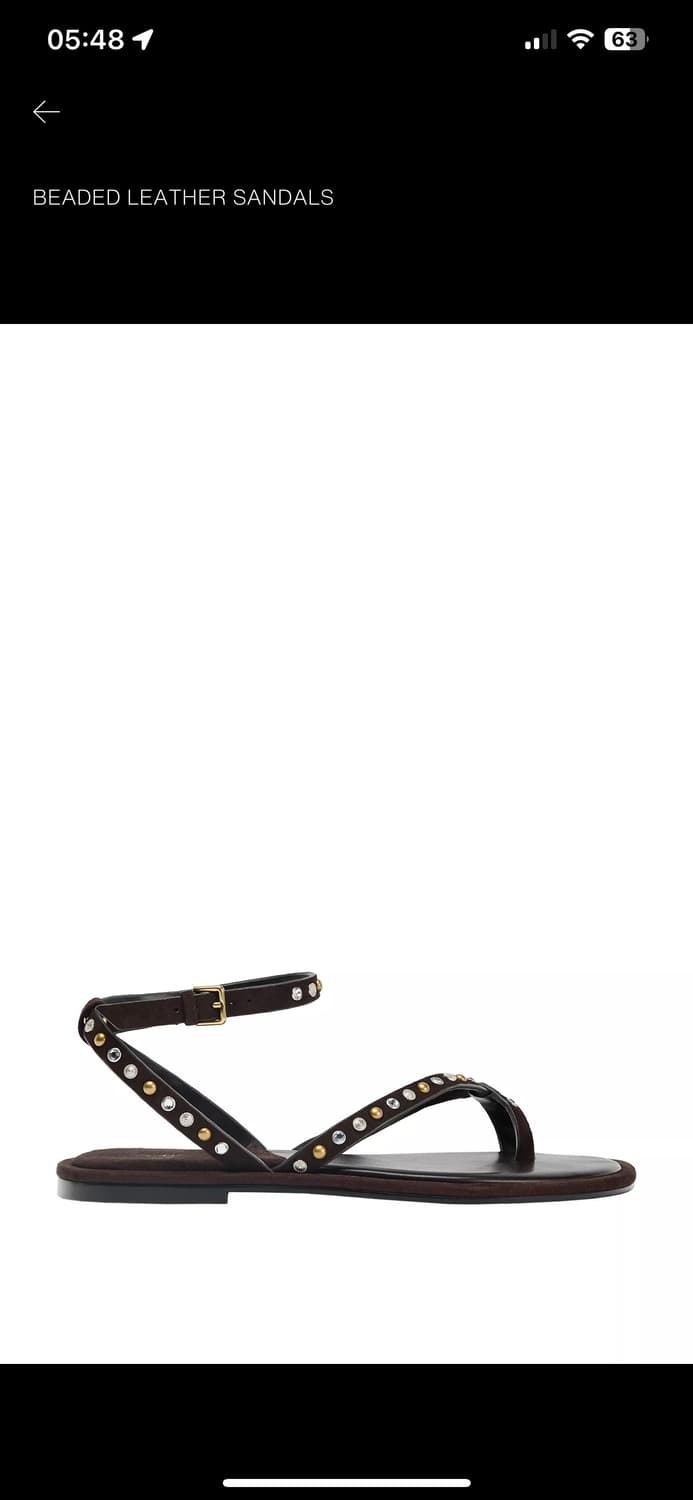 ZARA 비즈 장식 가죽 샌들 38 상품이미지2