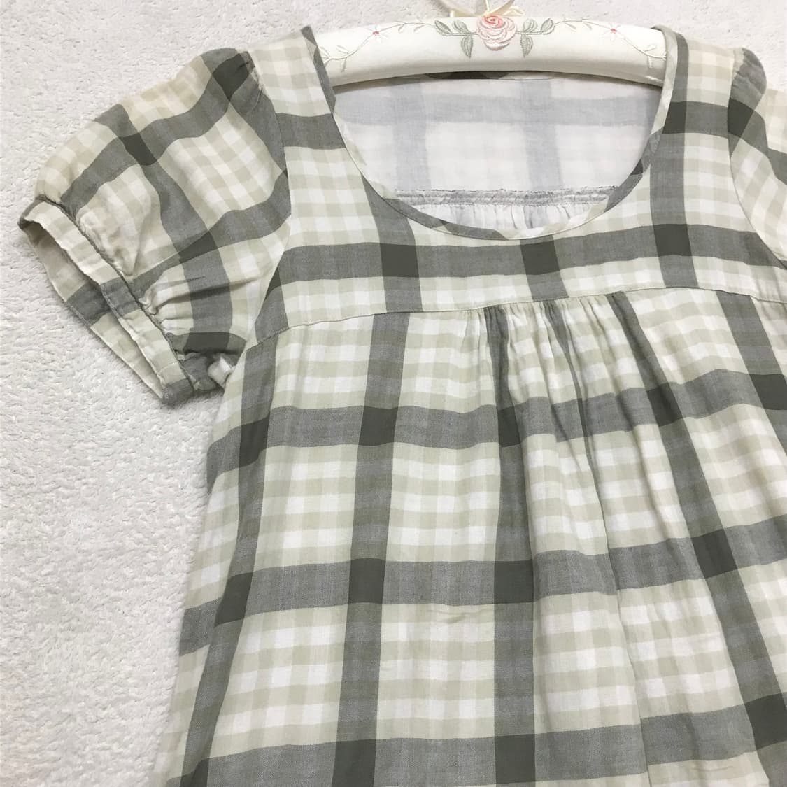 모리걸 아오이유우 그린 체크 원피스 상품이미지2