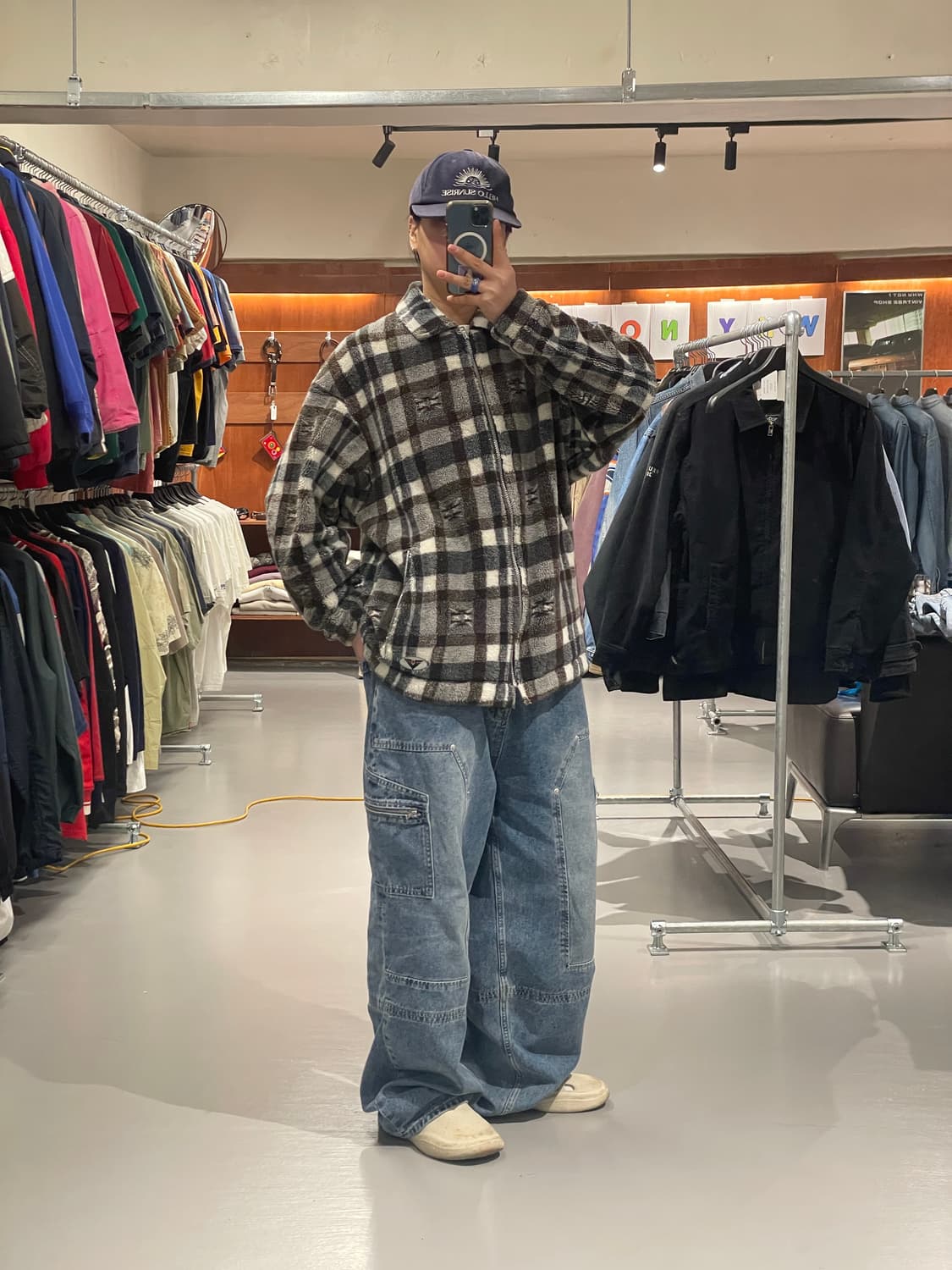 90s 아식스 패턴 플리스 자켓 상품이미지2