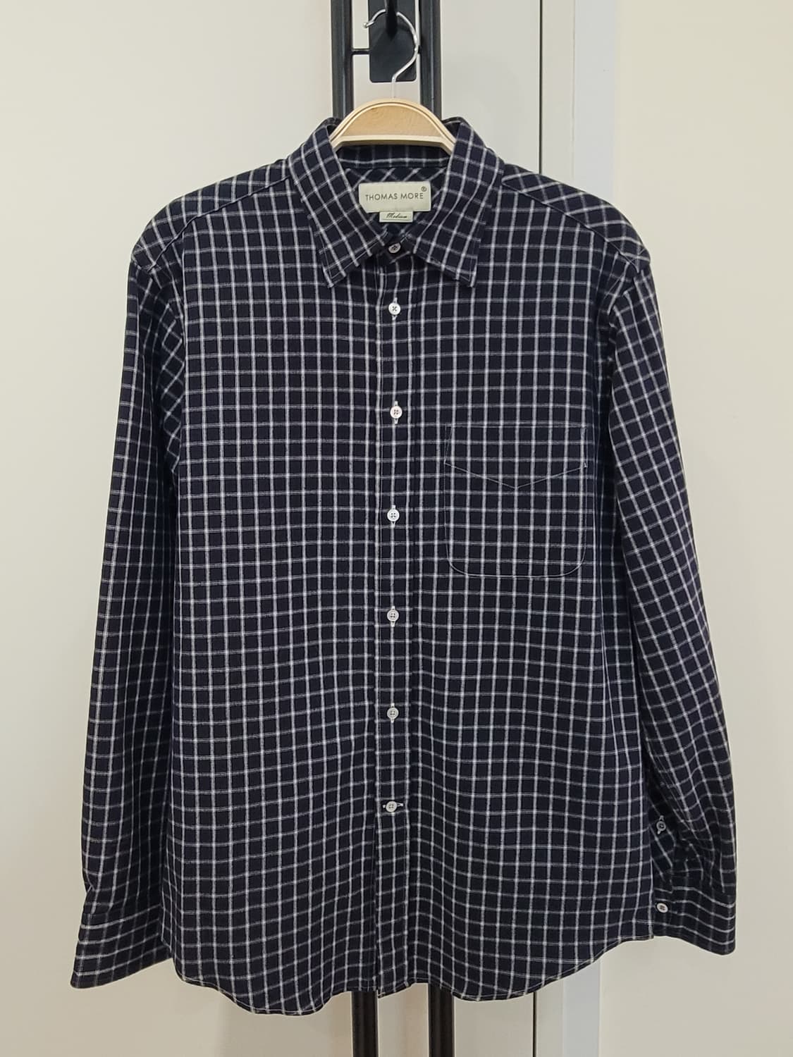 토마스모어 윈도우 체크 셔츠 블라우스 네이비 남녀공용 M사이즈 상품이미지4