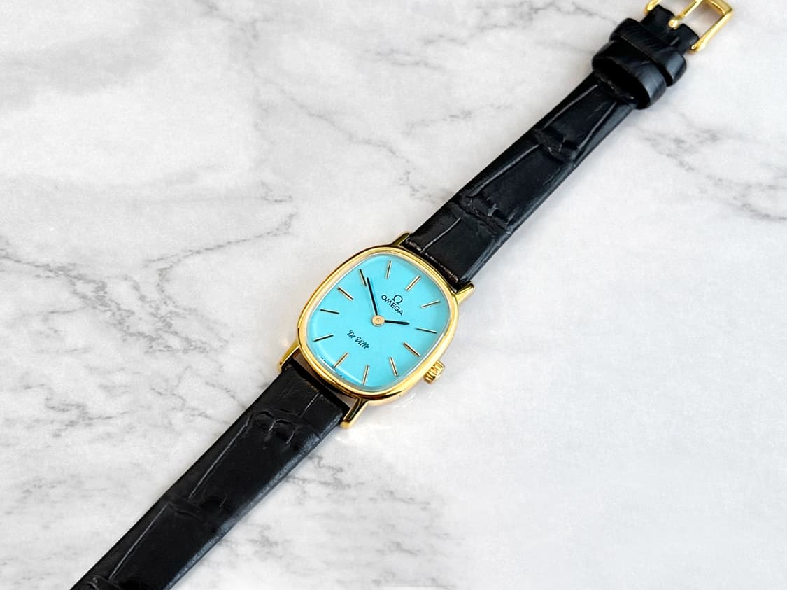 정품 오메가 수동 625 엘립스 드빌 터키블루 금장 여자 시계 상품이미지8