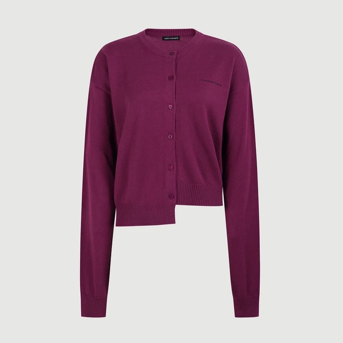 럭키슈에뜨 unbalance knit cardigan purple 상품이미지4