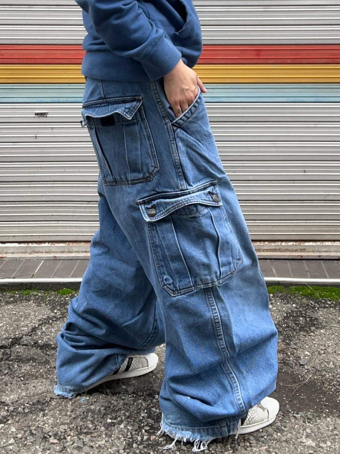 90s 빈티지 데님 카고 와이드팬츠 상품이미지2