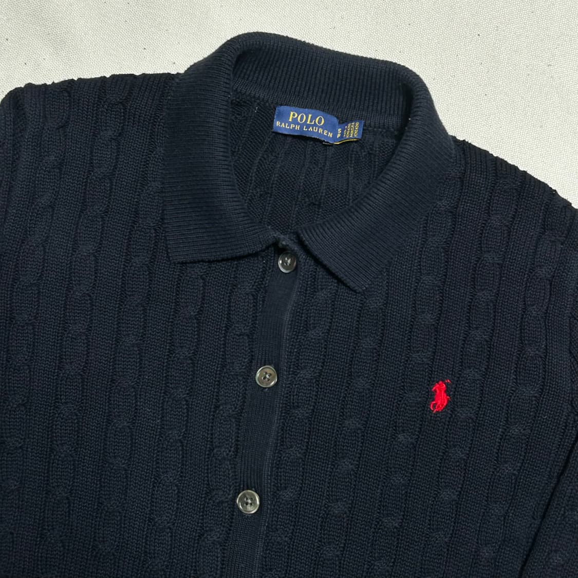 S 폴로랄프로렌 여성용 네이비 케이블 카라 가디건 상품이미지1