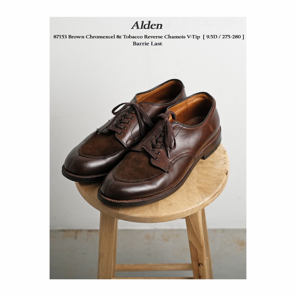 알든 별주모델 9.5D사이즈 V팁 더비 크롬악셀 리버스 샤무아 상품이미지1