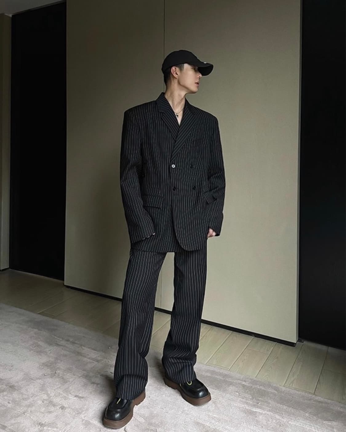 Weave studio 렉토맛 스트라이프 랩 블레이저 셋업 XL 상품이미지6