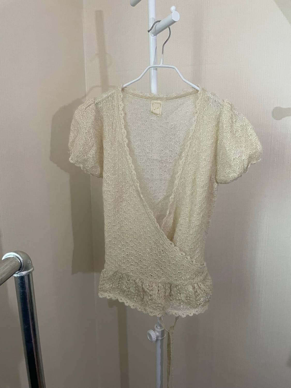 빈티지 발레코어 글리터 랩 니트 탑 상품이미지5