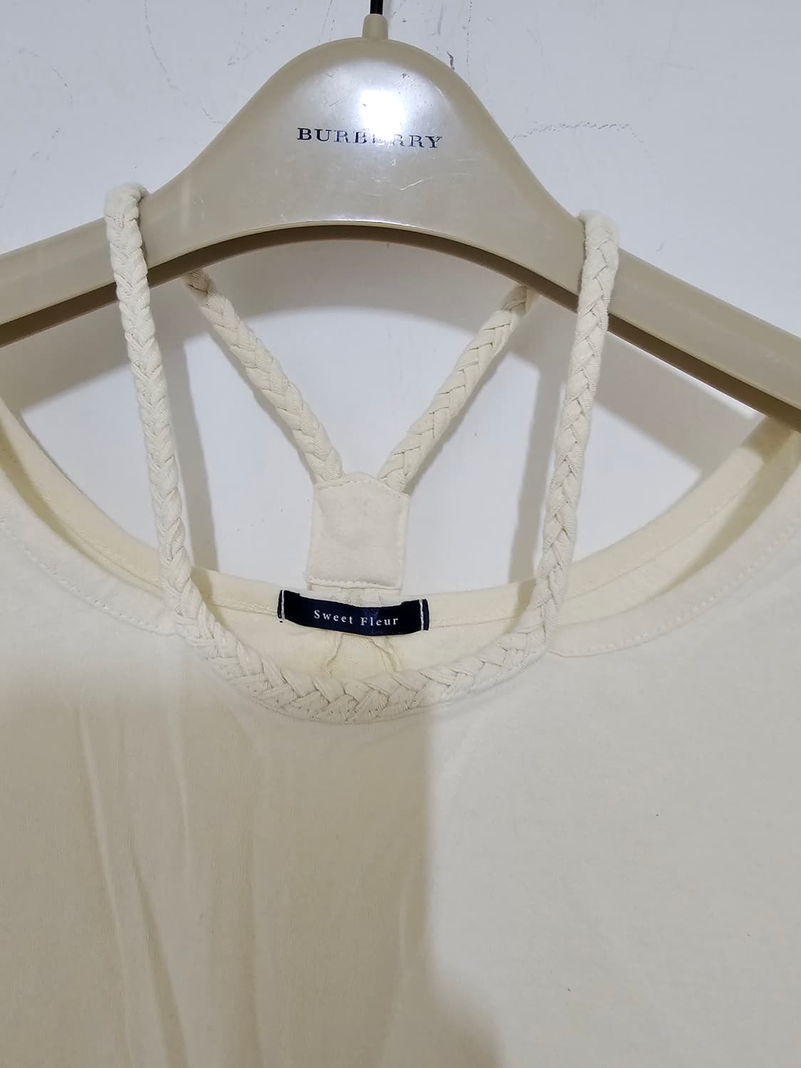 일본빈티지  스윗플뢰르 스트랩 꼬임 민소매 크림색. L 상품이미지2