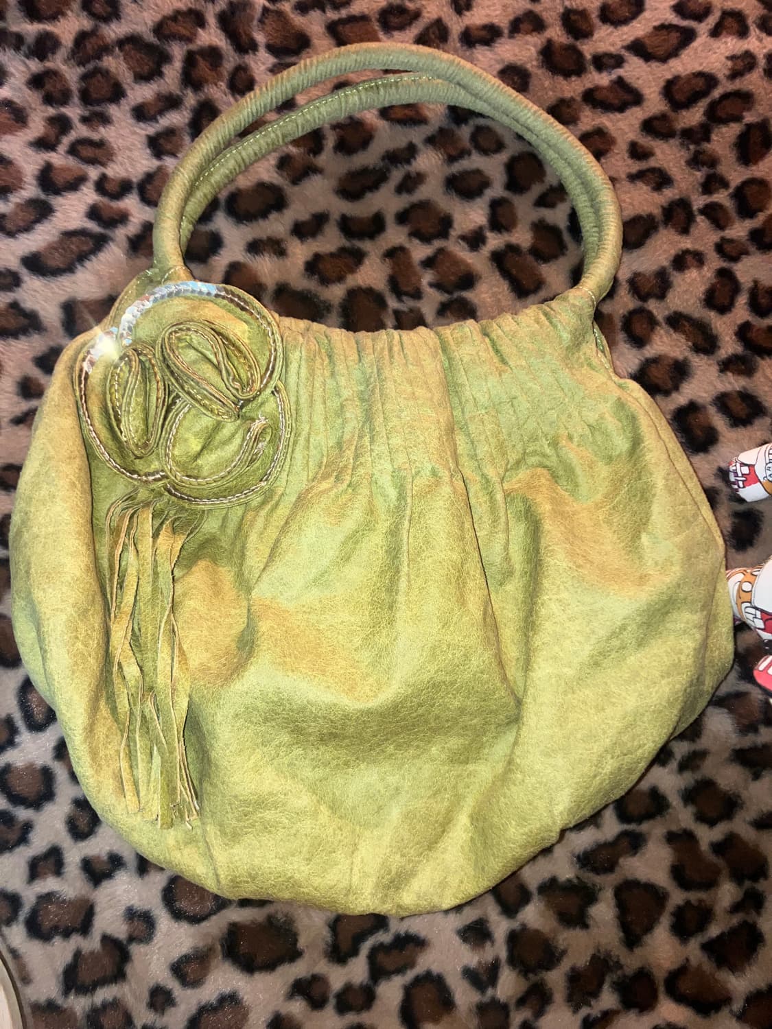 빈티지 코사지 그린 토트백 상품이미지1