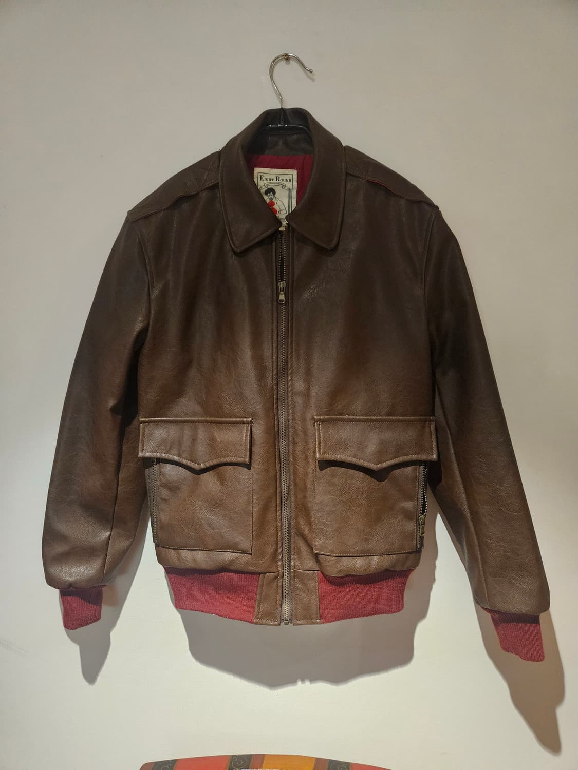 빈티지 와인컬러 항공레더자켓 100사이즈 상품이미지1