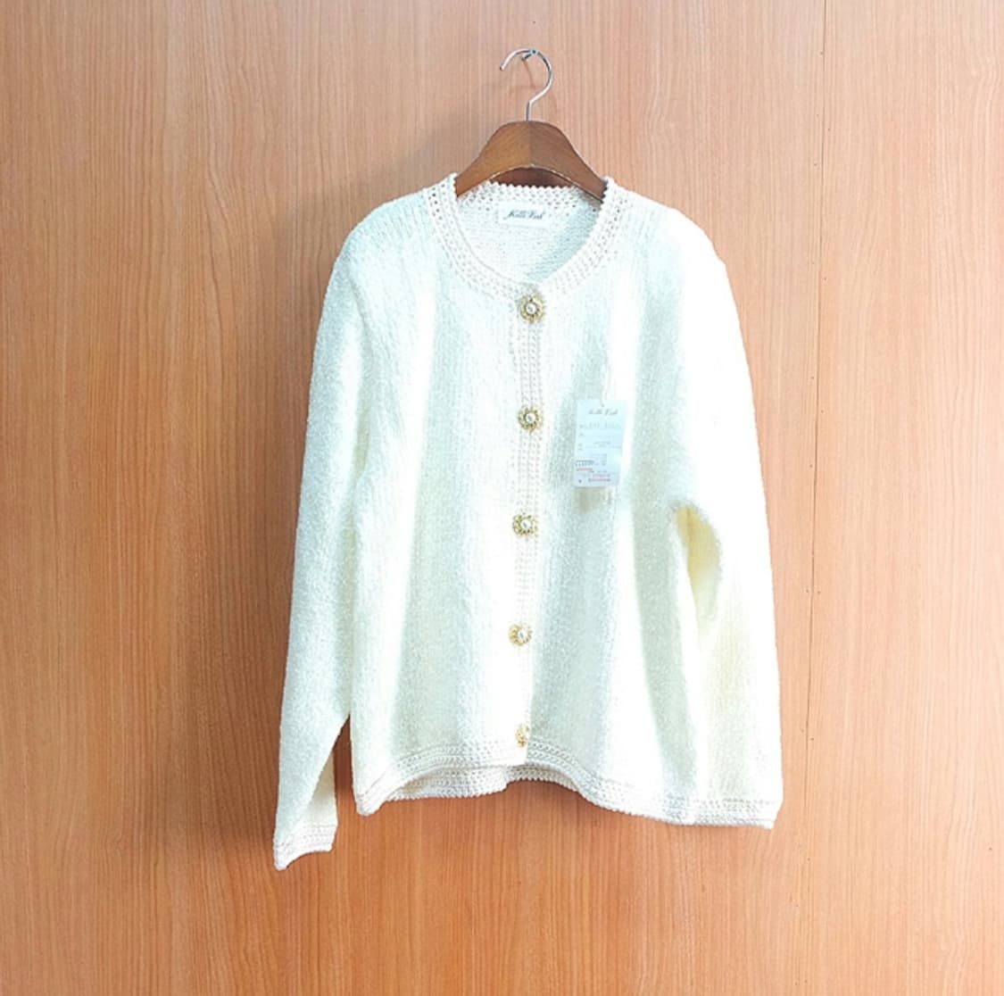 새제품~!!  빈티지 금장 진주 버튼 스웨터 가디건 상품이미지1