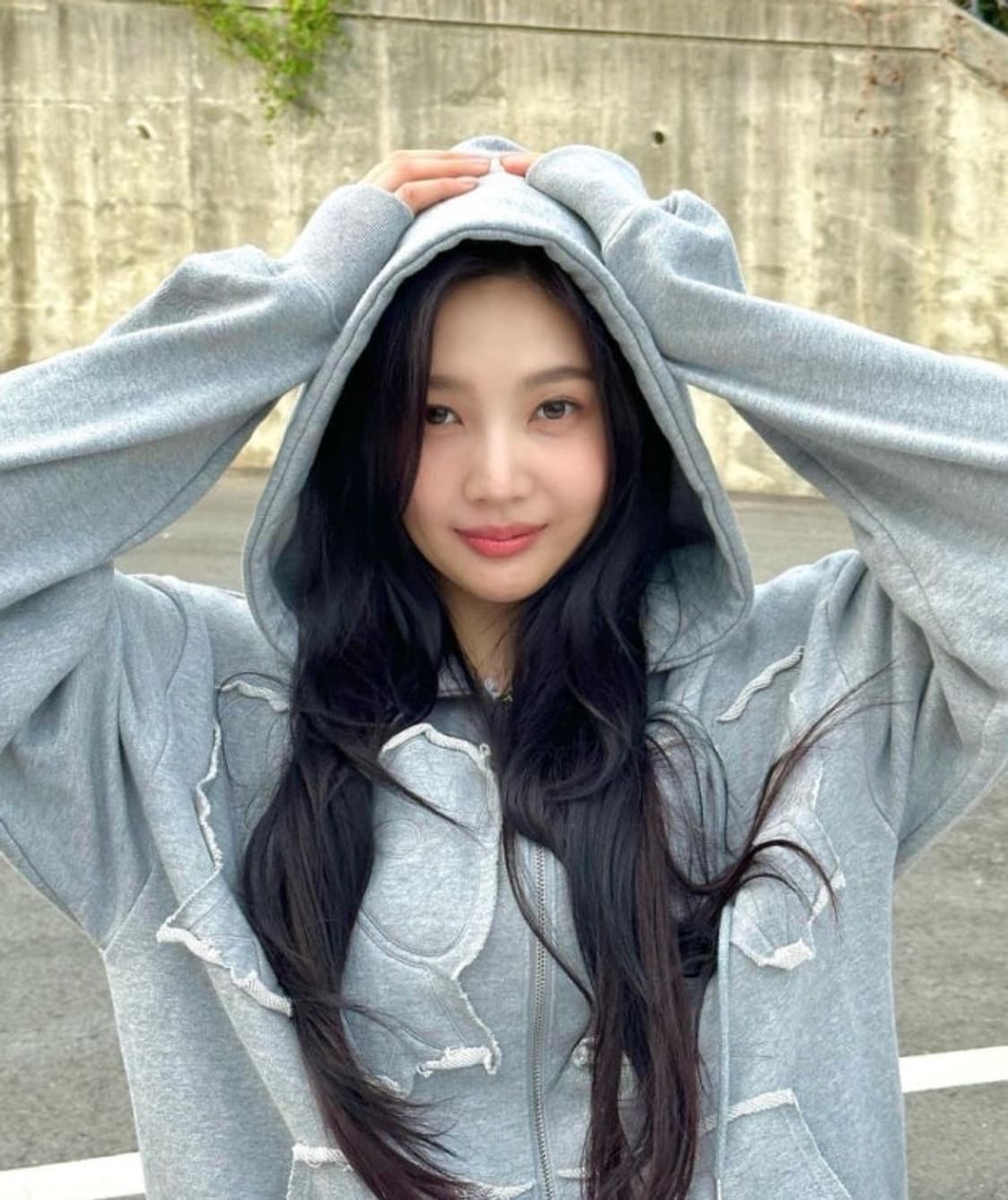 유희 리본 그레이 후드집업 자켓  상품이미지4