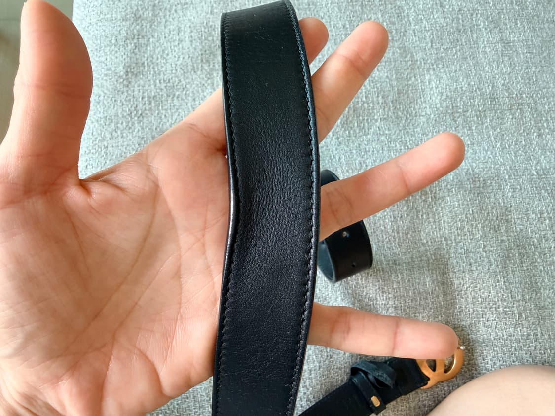 구찌 GG 마몽 블랙레더벨트 금장 414516 AP00T 상품이미지3