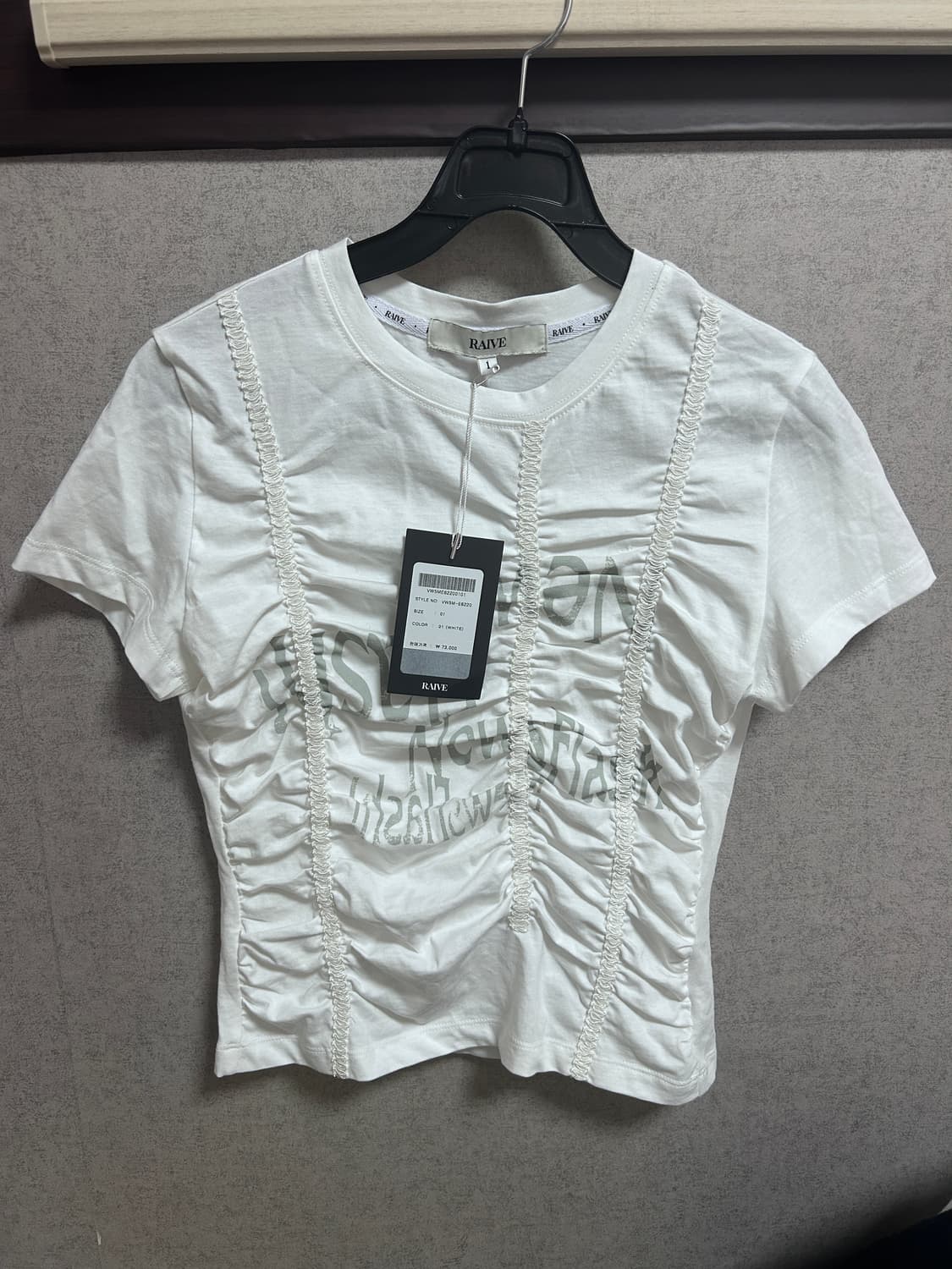 레이브(RAIVE) 셔링 레이스 티셔츠 화이트 S 상품이미지4