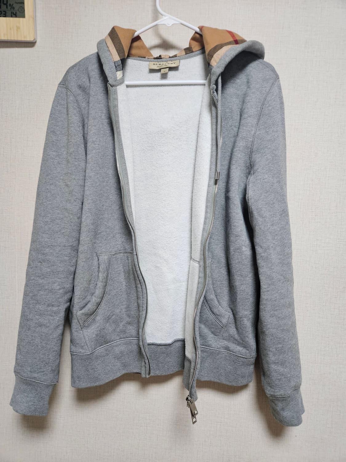 버버리 클레어든 후드집업 그레이 멜란지 M 상품이미지4