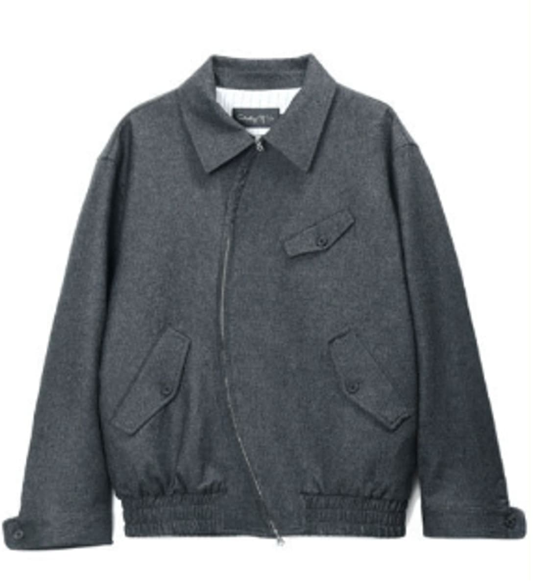 [L] STU High Neck Round Stripe 하이넥 울 재킷 상품이미지1