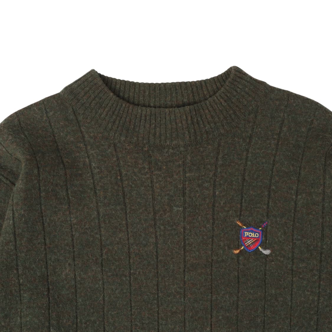 폴로진스 카키 스윙 쉴드 로고 모크넥 니트 상품이미지2