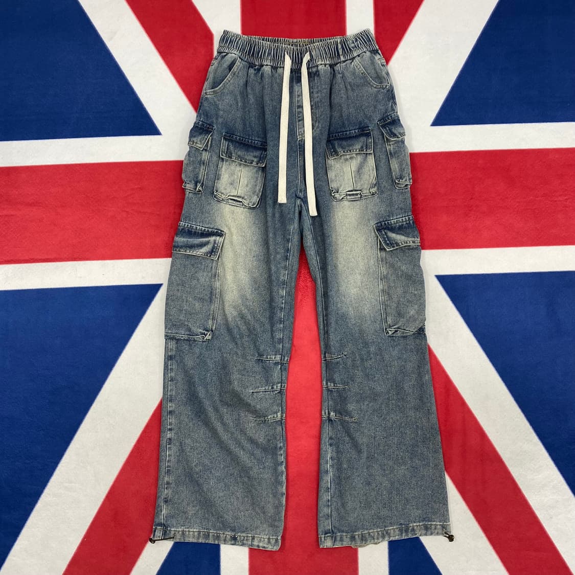 밴딩 와이드 멀티카고 데님팬츠 L 상품이미지1