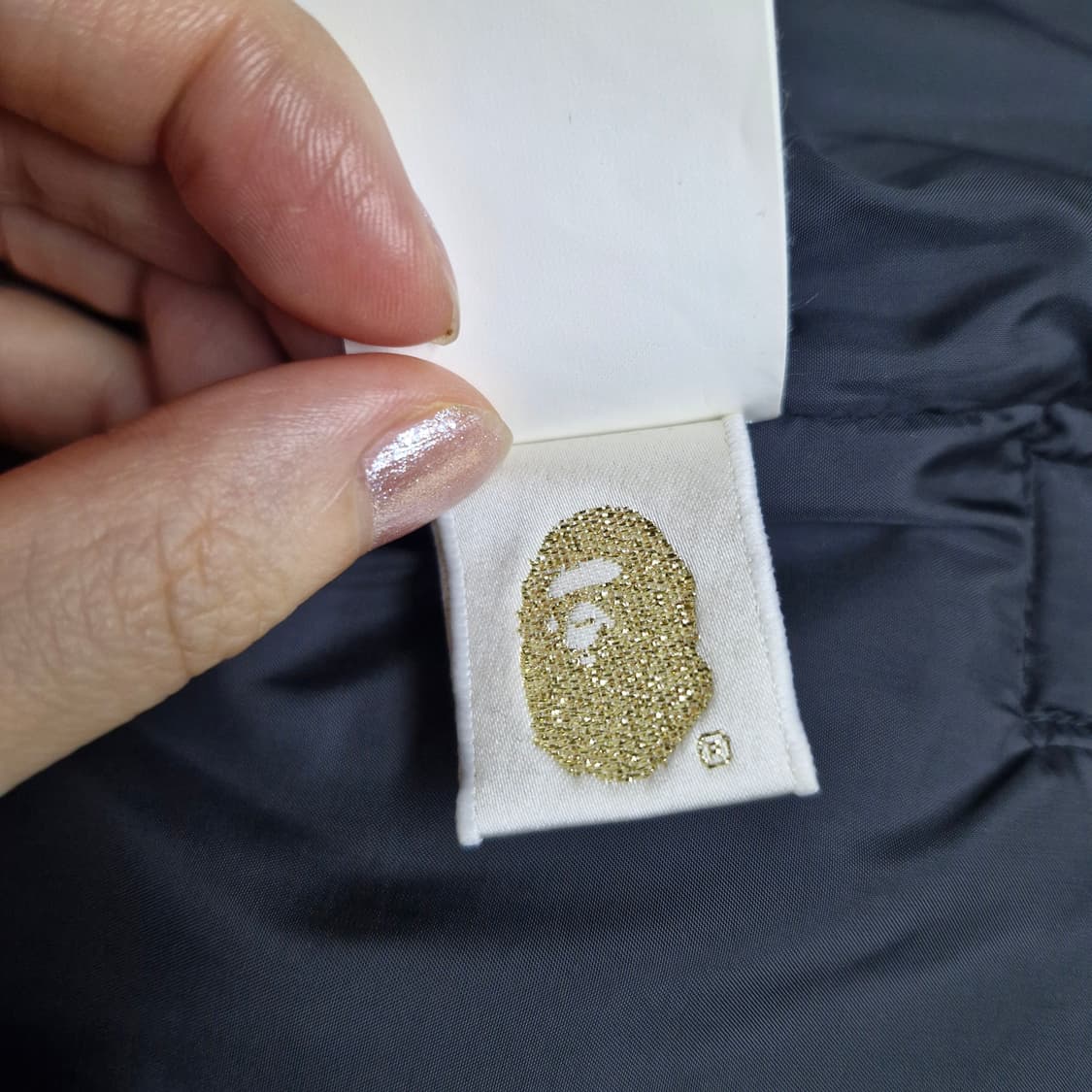 베이프 퀄팅 자켓 블랙 경량 패딩 상품이미지10