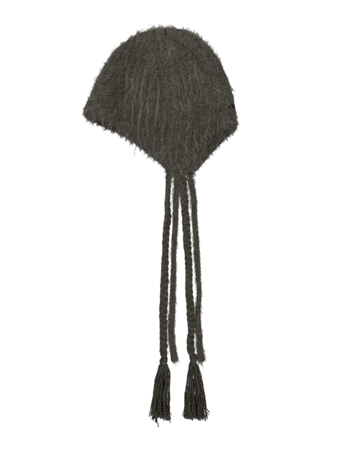 오호스 더블 스트랩 앙고라 비니 스톤브라운 상품이미지3