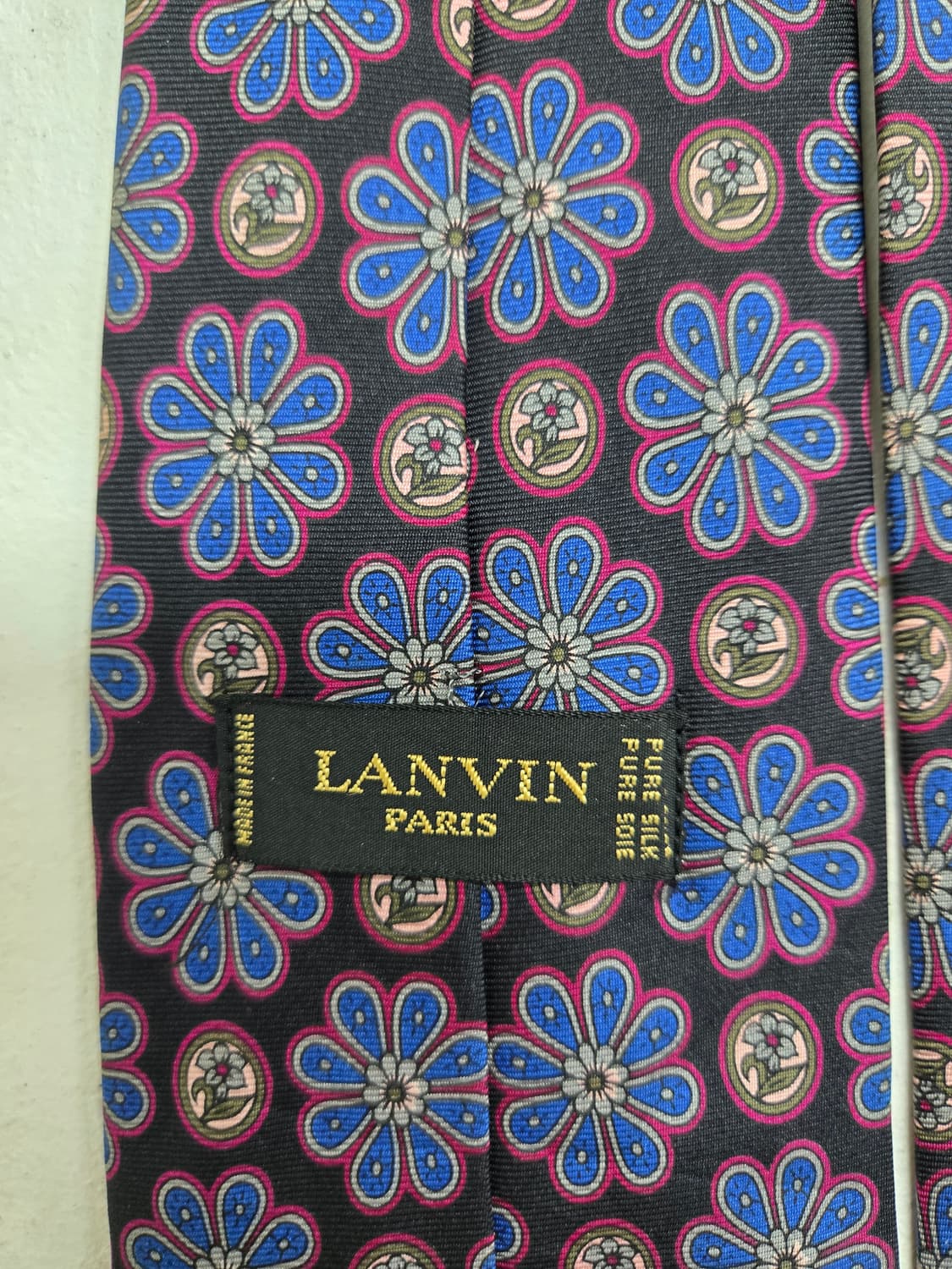 랑방 꽃무늬 패턴 넥타이 블랙 상품이미지3