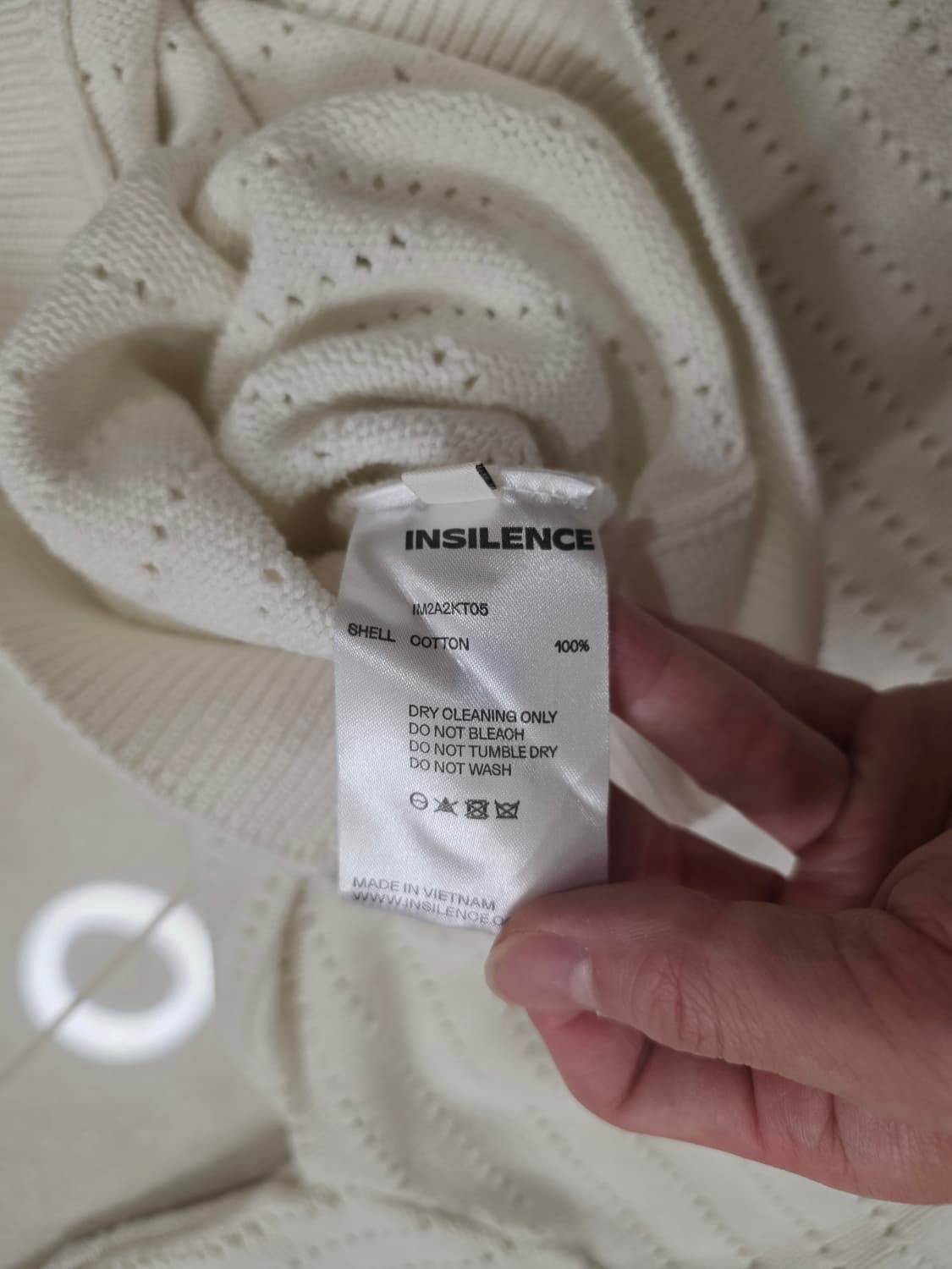 인사일런스 펀칭 코튼 반팔 니트(크림) 상품이미지4