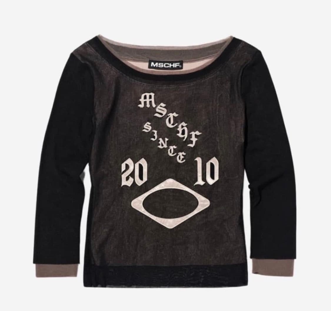 미스치프 보트넥 메쉬 탑 블랙 상품이미지1