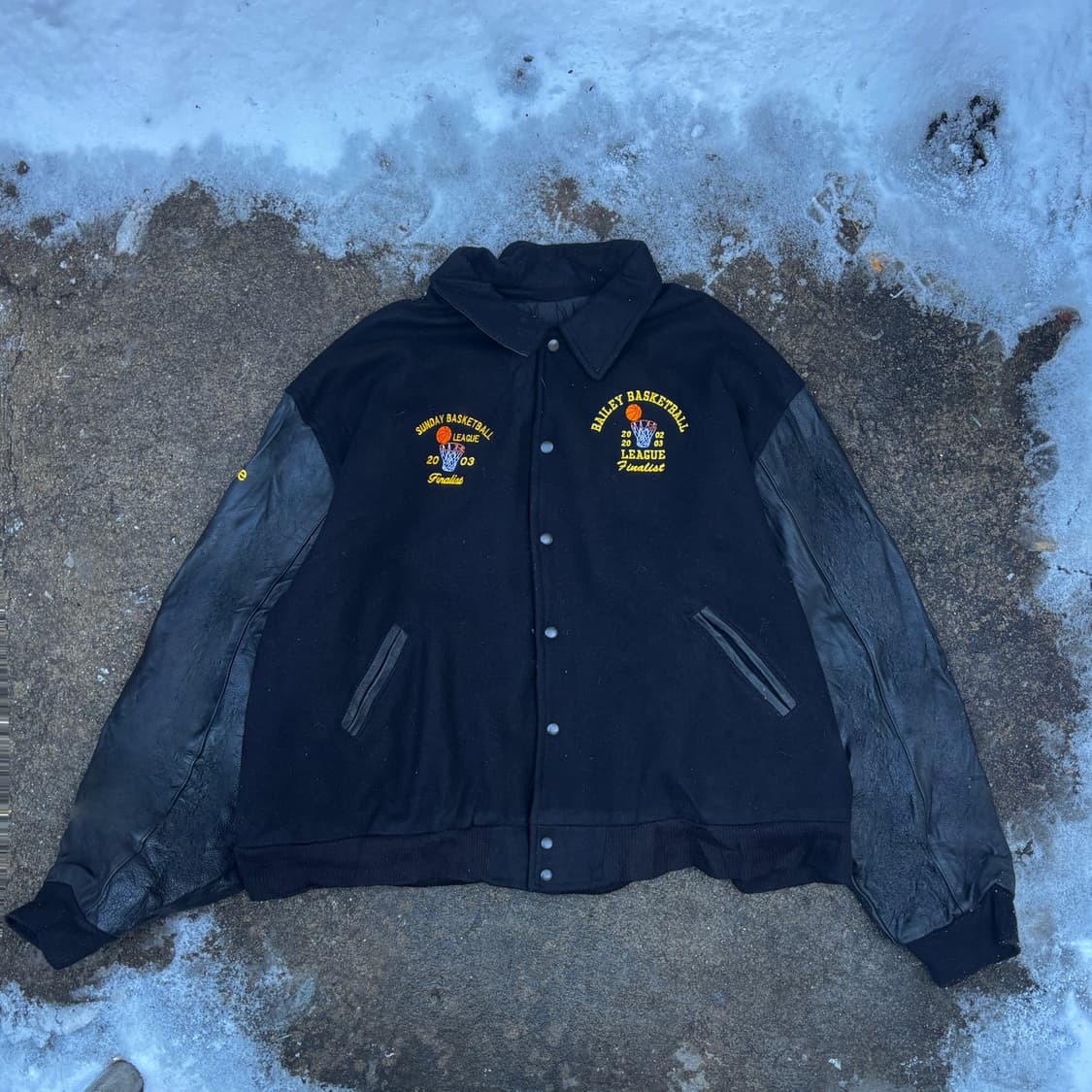 빈티지 올드스쿨 리얼레더 자수 바시티 jk 상품이미지3