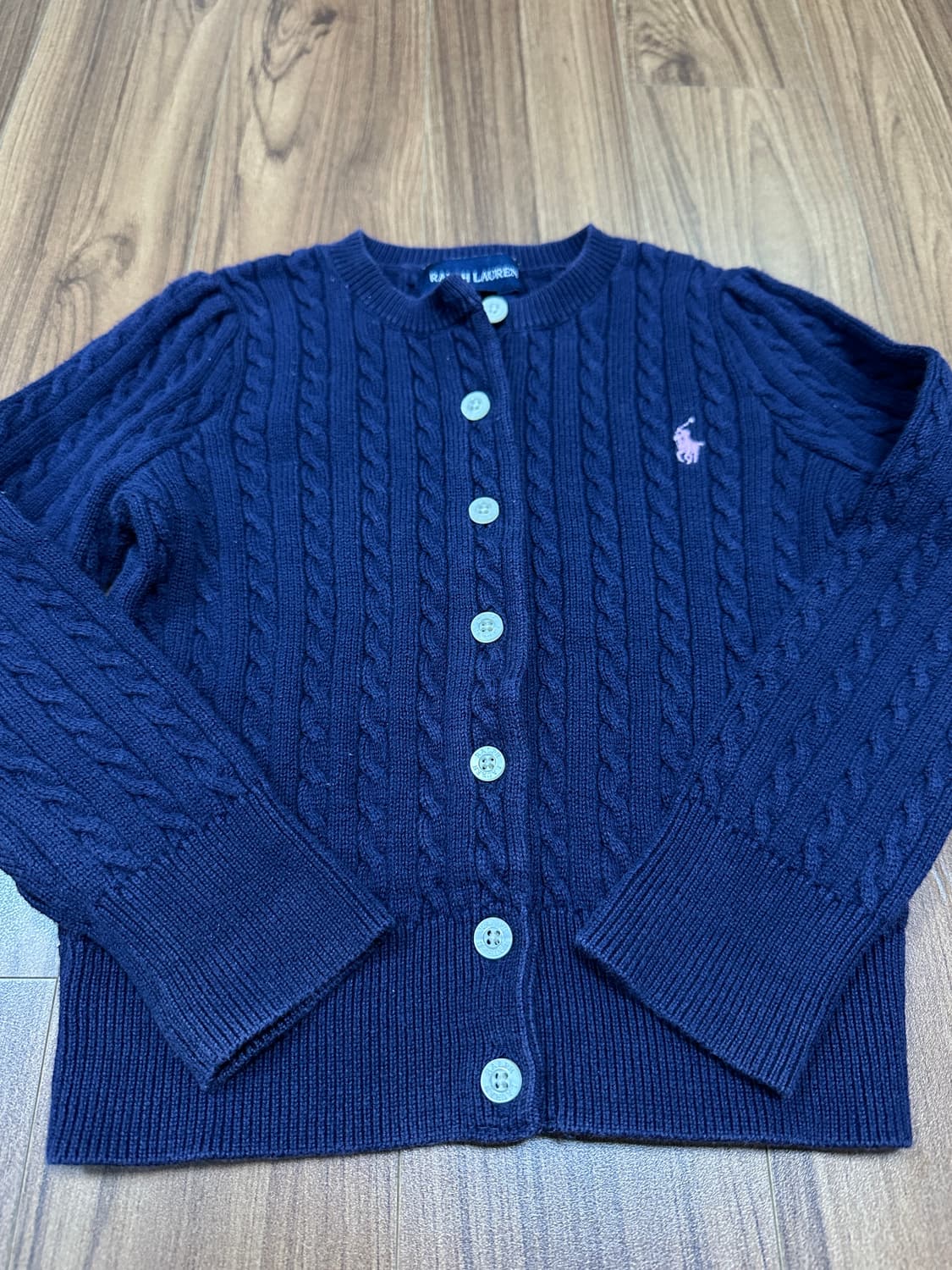 폴로 키즈 네이비 꽈배기 가디건 3/3T 상품이미지5