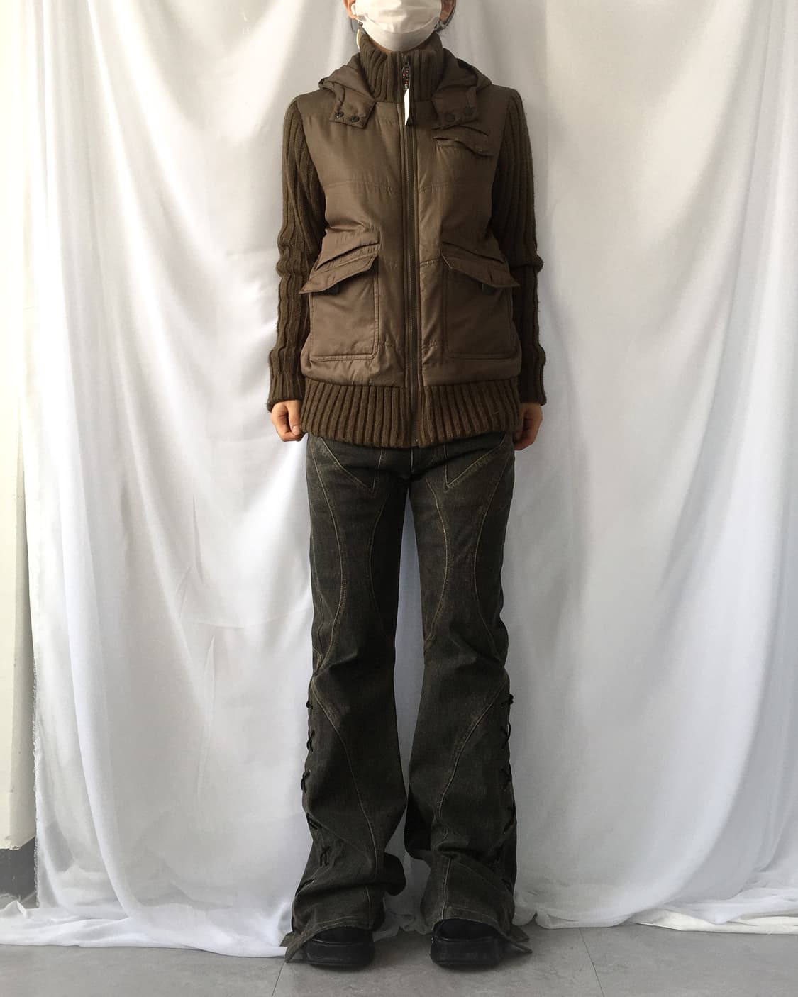khaki high neck jacket 상품이미지4